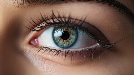 Extreme macro close up of a blue eye of a girl