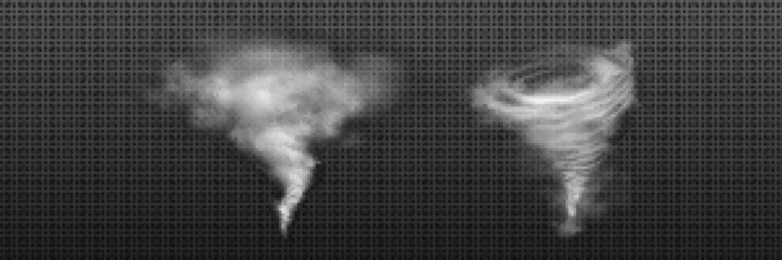 Wall Mural - 3d tornado wind and hurricane twister storm vector. whirlwind swirl cyclone. isolated realistic air 
