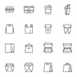 Food packaging collection line icons set