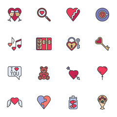 Wall Mural - Valentines day outline icons set