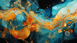 Minimalistic Vibrant Alcohol Ink Background with Golden Touch