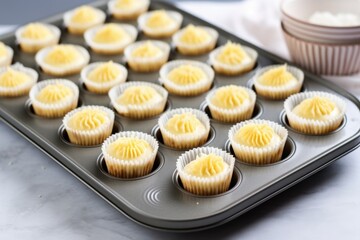 Wall Mural - mini cheesecake cupcake form on a tray