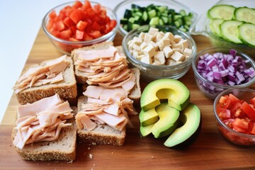 Wall Mural - close-up of each ingredient that went into the sandwich