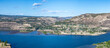 Panorama of Lyle Washington on the north side of the Columbia River Gorge. View from Tom McCall Preserve at Rowena Crest, Oregon.