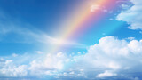 Fototapeta Tęcza - rainbows background , rainbow sun clouds and blue sky