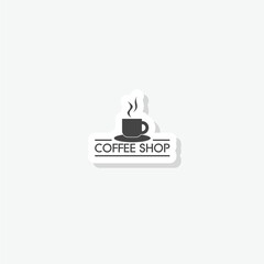 Wall Mural - Coffee shop sticker isolated on gray background