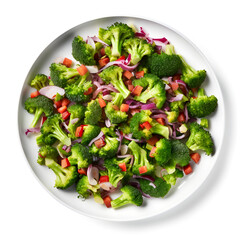 Wall Mural - healthy plate of broccoli salad isolated on white background