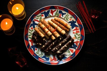 Wall Mural - photograph of christmas crackers on a festive plate