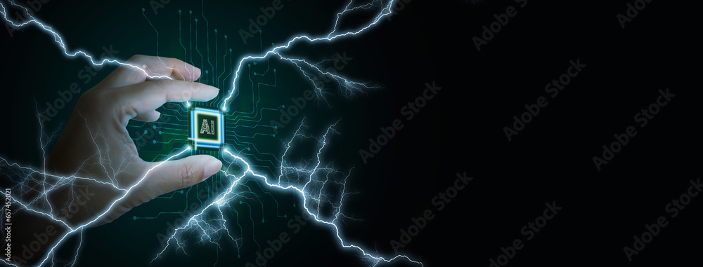 Computing power technology and performance concept. Super powerful CPU ...