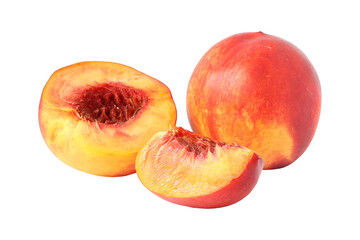 Wall Mural - Peaches on a light background.