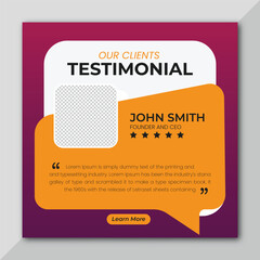 Wall Mural - Client testimonials or customer feedback social media post web banner template	