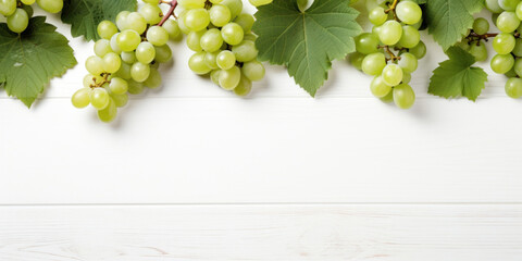 Green juicy grapes on white background.