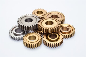 Poster - joined metallic gears on a light background