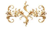 Golden Baroque Ornament 3D Set On White Background