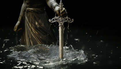 recreation of the legendary sword excalibur wielded by the lady of the lake