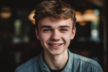 Wall Mural - a young man looking at the camera with a smile