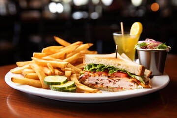 Poster - image of a club sandwich with a side of chips