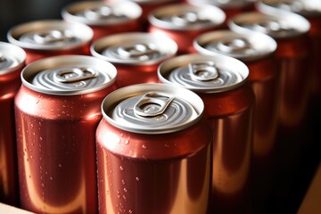 Canvas Print - a group of cola soda cans in a refrigerator