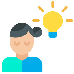 Flat Woman Idea bulb icon