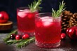 cranberry mocktail garnished with rosemary sprig
