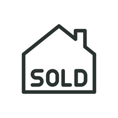 Canvas Print - House sold isolated icon, sold real estate vector icon with editable stroke