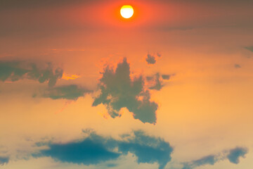 Canvas Print - Sunset sky dramatic sunset clouds and sunset sunrays