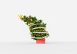 folded christmas tree isolated on white background