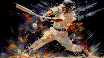 Wall Mural - Abstract Acryl Oil Surreal Baseball Softball The Batter Tries to Hit the Ball Digital Art Wallpaper Background Cover Brainstorming