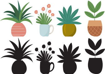 Wall Mural - silhouette of a plant, on a white background, vector