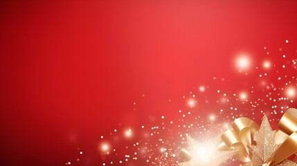 Wall Mural - Abstract red christmas background with red christmas baubles and decorations, bokeh and sparkles