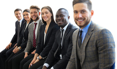 Poster - Business people group in a row, business people waiting for job interview on a transparent background