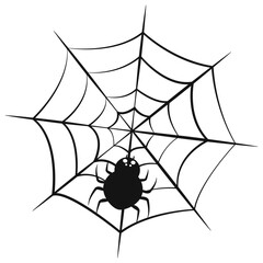 A spider sitting on its web. Vector illustration.