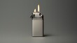  a lighter with two flames on a gray background with a shadow.  generative ai