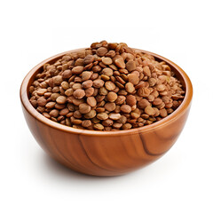 Wall Mural - Brown Lentils solated on white background