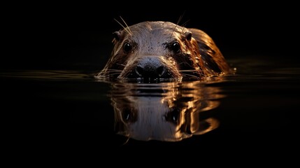 Sticker -  a close up of a animal in the water with its head above the water.  generative ai