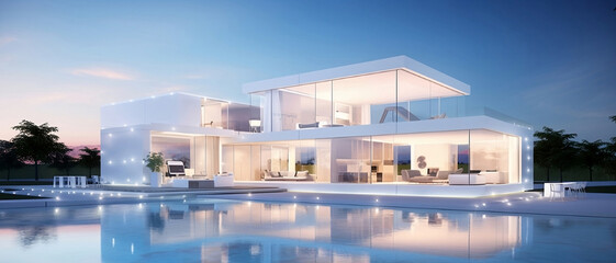 Smart home management homes with solar panels Illustration AI.
