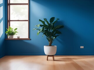 Wall Mural - Empty room with plants. AI generated illustration