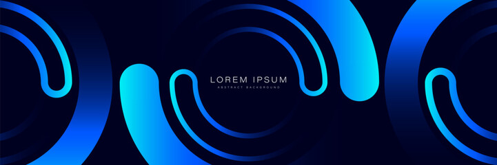 Sticker - Abstract blue gradient circle on dark blue background. Swirl circular element. Circle motion. Modern graphic design. Futuristic technology concept. Suit for banner, brochure, cover, presentation, web
