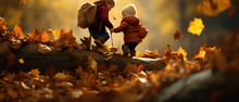 Autumn Collection Kids Playing Ultrawide 21:9