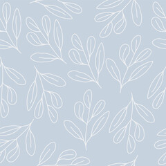 Wall Mural - Seamless pattern of leaves and plants. Simple background for prints, textures, textile wallpapers and creative design