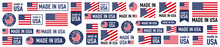 Made In USA Badges And Emblems. United State Of America. Of Set Collection Illustrations.