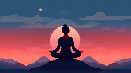 Leinwandbilder - An image of a person meditating or practicing yoga, illustrating mental health and stress management solutions