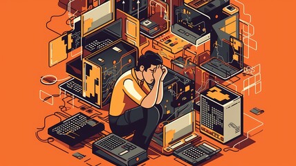 Leinwandbilder - Visualize a person troubleshooting technical issues and providing IT solutions for software and hardware problems