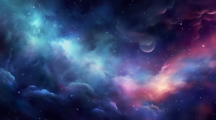 Wall Mural - vivid space galaxy nebula in a starry cosmos – a stunning astronomy backdrop