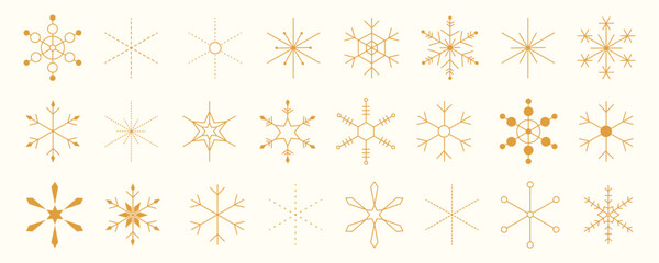 Modern minimalist Christmas background with simple geometric snowflakes