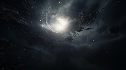Wall Mural - A black and white photo of a space station