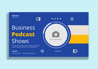 Video thumbnail and banner design for live business podcast shows