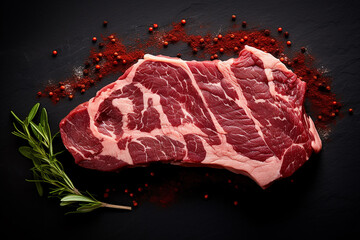 Wall Mural - The beef meat concept is isolated on a dark background