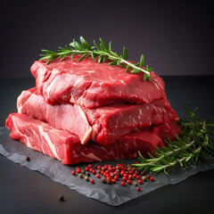 Wall Mural - The beef meat concept is isolated on a dark background