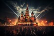 Historic Red Square in Moscow during a cultural event or festival, Generative AI
